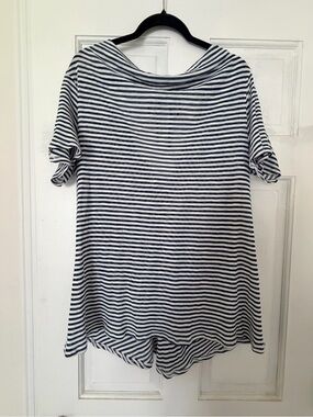 easel Navy and White Striped Short Sleeve Tee